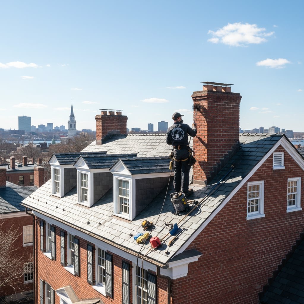 Ultra Flue Chimney Sweep team working on chimney
